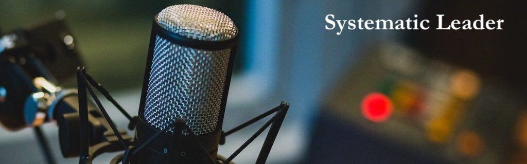 Mic on stand to record podcast